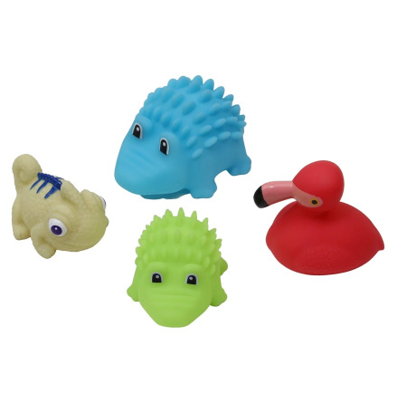 Badleksak, Exotiska djur, 4-pack